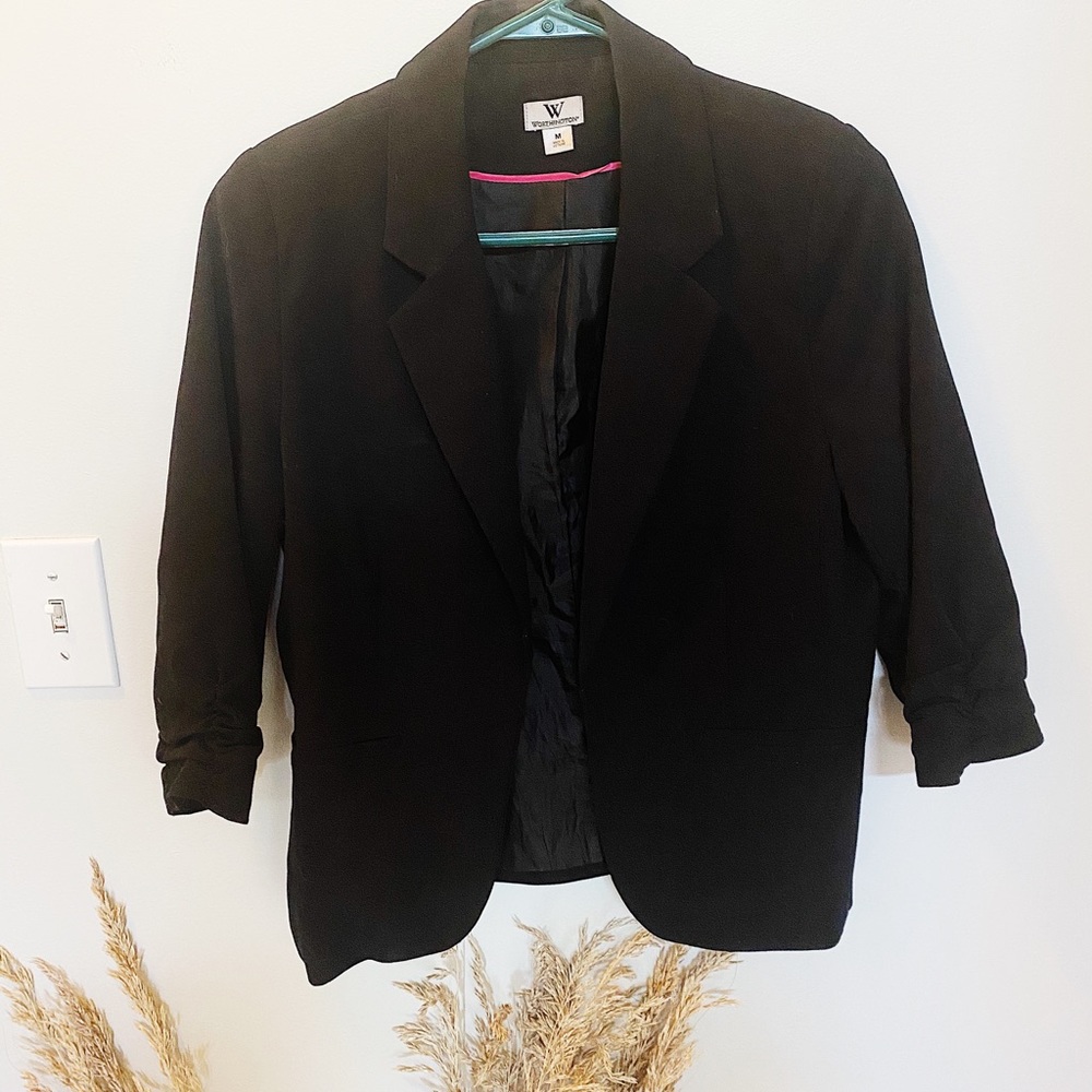 black open front blazer